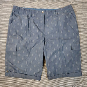 Chico’s Fatigues Comfort Waist Classic Rise Indigo Blue Stretch Shorts $55 Large
